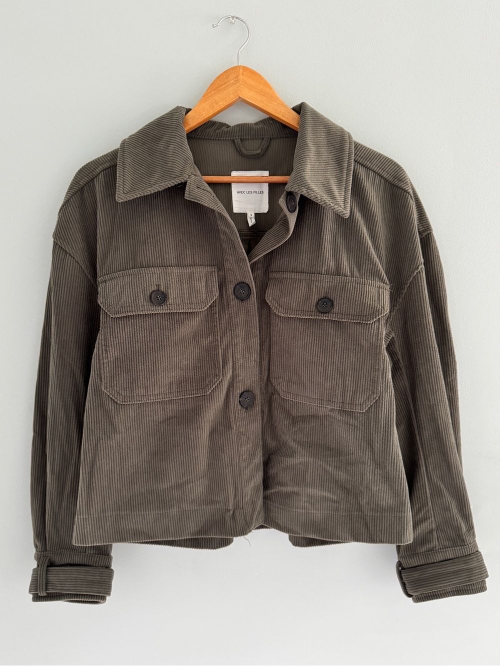 Avec Les Filles Olive Green Corduroy Shacket Jacket S